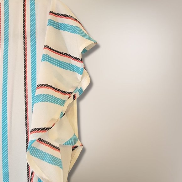 STRIPED FLUTTER SLEEVE TOP - Picture 3 of 6